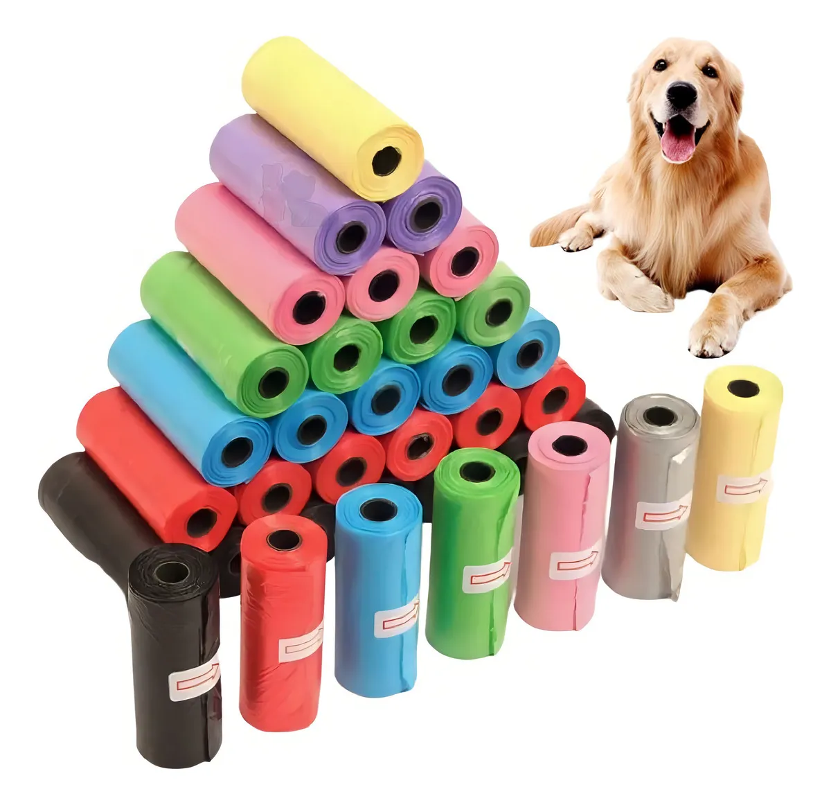 Kit 15 Refil Cata Caca Rolinhos Pet Sacolas Saquinho Lixo Cor Sortida